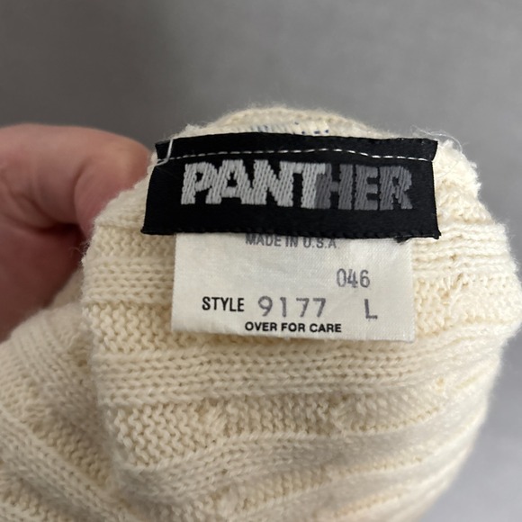 Vintage Panther Sweater Skirt Set L Cream Wool Cable Knit Tank Midi 90s Neutral - Picture 13 of 14